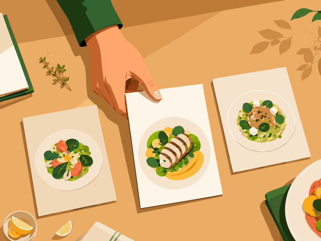 Una escena gastronómica que representa el menú como parte central de la decisión del cliente.