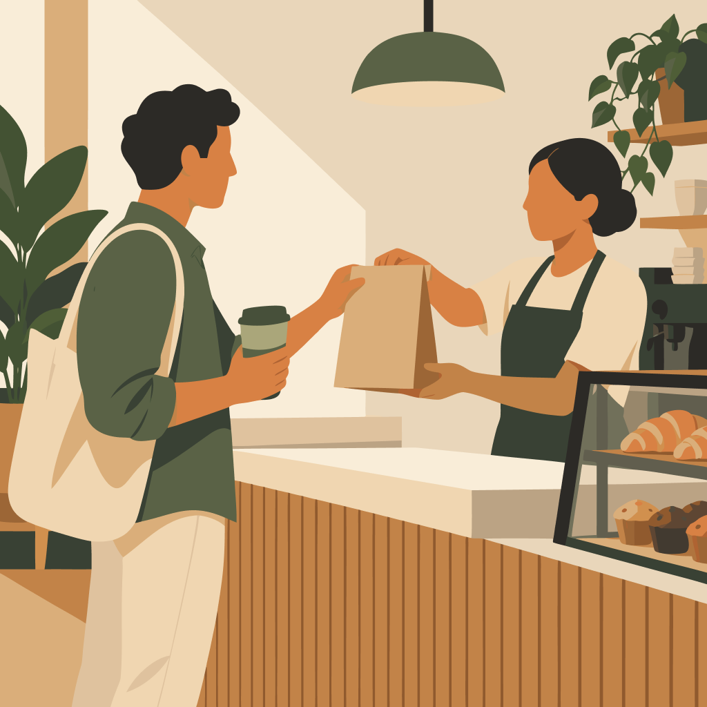 Una experiencia gastronómica se repite en distintos momentos para representar compras recurrentes sin asumir su causa.